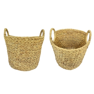 Cesta ecológica de jacinto de agua con asas dobles, perfecta para almacenamiento o como maceta, ideal para restaurantes, hoteles y complejos turísticos. - Product Image 2