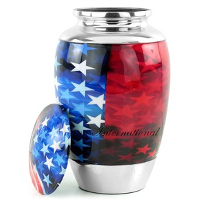 Urna Funeraria Azul con Diseño de Velero para Cenizas de Adultos, con Bandas Grabadas en Plata, Urna Conmemorativa de Aluminio y Bolsa de Terciopelo Gratis - Product Image 3