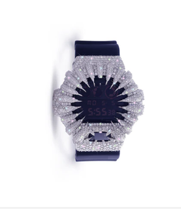 Reloj Digital de Lujo para Mujer con Incrustaciones de Diamantes, Correa de Goma, Esfera de Cristal, Caja de 38 mm, Acero Inoxidable, Resistente al Agua 10 Bar - Product Image 1
