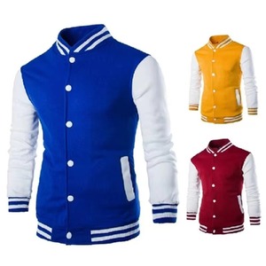 Blouson universel unisexe d'hiver style universitaire et bomber de baseball, à col montant, avec patchwork de dessins animés et manches en mélange de laine, style urbain - Product Image 1