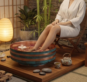 Bassin de thérapie des pieds Royal Copper Serenity à immersion profonde avec finition antique, usage commercial en salon, durable et portable - Product Image 4