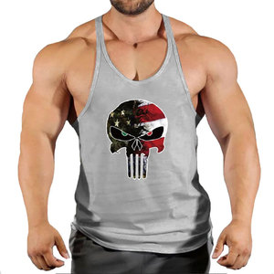 Nuevas Camisetas de Tirantes de Algodón con Estampado de Calavera para Hombre, Estilo Hip Hop, Cuello Redondo con Botones, para Gimnasio, Culturismo y Fitness - Product Image 1