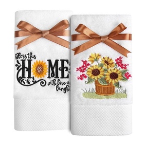 2024 Trendy Embroidered 24x24cm 100% Cotton Hydrophilic Super Soft Absorbent Fast <b>Drying</b> Cleaning Golf Microfiber Kitchen <b>Towels</b> - Product Image 3