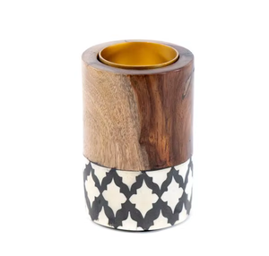 Portavelas Ecológico con Incrustaciones de Hueso para Decoración del Hogar, para Navidad y Cumpleaños - Product Image 2
