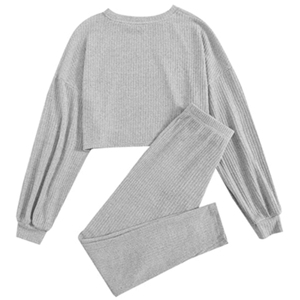 Conjunto de 2 Piezas de Ropa Informal para Mujer, Top sin Mangas con Capucha, Encaje y Botones, en Spandex/Poliéster de Primera Calidad, con Textura Acanalada - Product Image 1