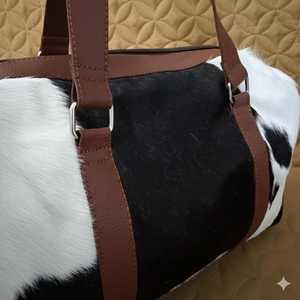 Grand sac de voyage en cuir de vache véritable avec fermeture éclair, sac de week-end, LHODB-0134 - Product Image 6