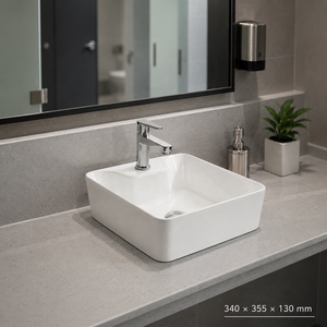 Square Bathroom Sink Wall Mount Minimalist Design Smooth Surface White 5 Year Warranty Made in India Laser Printed Logo - Product Image 5