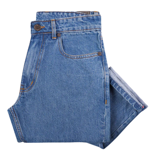 กางเกงยีนส์ผู้ชายผ้าดิบสีครามทรงตรงคลาสสิก น้ำหนักปานกลาง ระบายอากาศได้ดี พิมพ์ลาย 3 มิติ รับผลิตแบบ OEM ODM ขายส่ง - Product Image 5