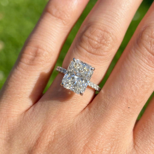 IGI Certified Radiant Cut Lab Created Diamond Ring 925 Silver Bridal Engagement Jewelry Custom Design - Product Image 1