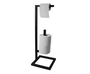 Iron Toilet Paper Holder Stand With Functional Storage <b>Rack</b> For Bathroom Tissue Organization - Product Image 5