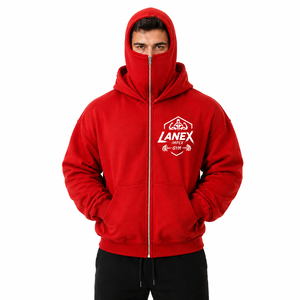 Sweat à capuche zippé surdimensionné et épais personnalisé pour homme, masque intégral en polaire, streetwear de sport à marque privée - Product Image 1