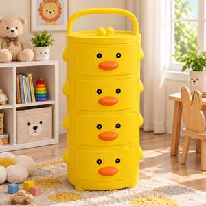 Meuble de Rangement Moderne en Plastique pour Enfants, Organisateur à Tiroirs Simples ou Multiples, Poignées Animaux de Dessin Animé, pour Chambre d'Enfant, Vêtements et Papeterie - Product Image 5