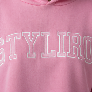 Conjunto de Sudadera con Capucha Oversize Rosa para Mujer, Sudadera de Felpa con Estampado de Letras y Logotipo Frontal, Manga Regular, Ropa de Otoño - Product Image 5