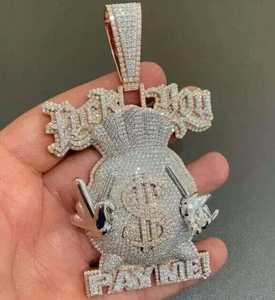 Pendentif Sac d'Argent Personnalisé en Argent Sterling Plaqué Or 18 Carats, Moissanite VVS, Style Hip Hop, Aspect Diamant, Bijoux Streetwear de Luxe - Product Image 3