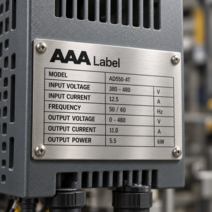 Plaque signalétique métallique gravée sur mesure en acier inoxydable pour équipement industriel OEM - Product Image 4