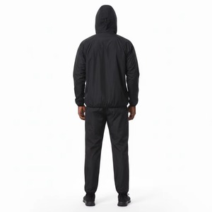 Combinaison de sauna noire à capuche et col montant pour homme, en polyester, taille élastique, pour toutes les saisons, vêtements de fitness - Product Image 2