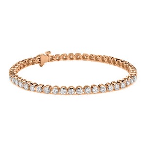 สร้อยข้อมือเพชรเทนนิสทองคำแท้ 14K ต่อเนื่องตลอดทั้งเส้น ประดับเพชรทรงกลมเจียระไนแบบบริลเลียนท์ เพชรเพาะเลี้ยงในห้องปฏิบัติการ 4.00 กะรัต G-SI2 เครื่องประดับชั้นดี ของขวัญ - Product Image 3