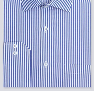 เสื้อโปโลผู้ชายพรีเมียมขายส่ง - ลายทางสีน้ำเงิน สวมใส่สบายสำหรับออฟฟิศ - รับผลิตแบบ OEM - Product Image 1