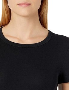 T-shirt à col rond à manches courtes pour femme Coupe classique 100% coton jersey Couleur unie Respirant Toutes saisons Style décontracté - Product Image 2