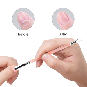 Empujador de Cutículas Profesional de Doble Punta con Mango Rosa, Herramienta de Limpieza de Uñas de Acero Inoxidable, Calidad de Salón, Marca Privada - Product Image 6