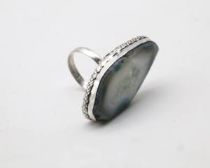 Bague réglable en pierre Druzy pour femme – Bague en cristal Druzy en argent allemand faite à la main, bijoux bohèmes - Product Image 3