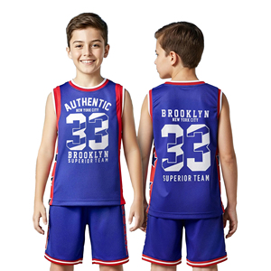 Ensemble de maillots de basket sans manches et shorts pour garçons, vêtements de sport pour enfants et jeunes, tenue d'équipe de basket personnalisée par sublimation - Product Image 1