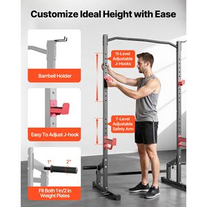 Sistema Multifunzionale per Palestra Domestica con Power Cage e Squat Rack da 450 kg, Regolazione a 4 Bande per Allenamento di Forza - Product Image 4