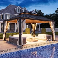 Gazebo de jardin à toit rigide avec finition anthracite thermolaquée et auvent à lames orientables résistant aux intempéries pour un coin de détente extérieur quotidien