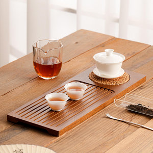 Bamboo Wooden <b>Tea</b> <b>Tray</b> with Rattan coaster Creative Household Water Storage Dry Coffee Table - Product Image 3