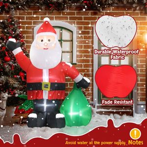 Borsa Regalo Gonfiabile di Babbo Natale in PVC da 6 Piedi, Divertente Decorazione Natalizia Illuminata per Giardino - Product Image 6