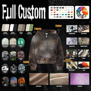 370Gsm Oversized Heavyweight Vintage Sun Faded Zip up <b>Hoodie</b> Distressed Rhinestone Graphic Print Streetwear Men's Hoodies - Product Image 6