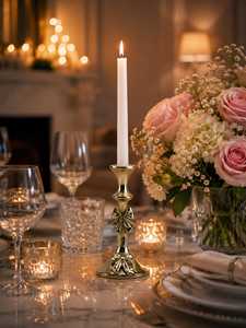 Porte-bougie en aluminium Golden Spark, fait main, écologique, durable, avec un design en forme de nœud, pour la décoration de mariage et de la maison - Product Image 1