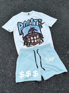 Custom Urban Streetwear Graphic T <b>Shirt</b> and Shorts Set Oversized Fit Premium Cotton Blend Matching Summer Outfit Men Tshirt Sets - Product Image 1