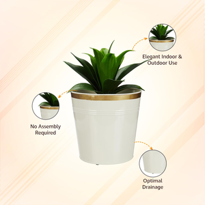 Maceta Metálica Blanca Estilo Cubo para Plantas de Interior y Exterior, Contenedor Decorativo Moderno para Flores, para Hogar, Jardín y Balcón - Product Image 1