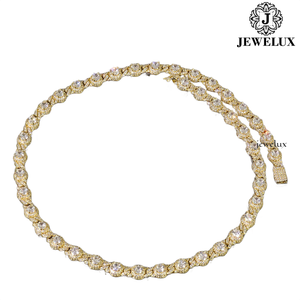 JEWELUX Moissanite Popcorn <b>Chain</b> <b>Necklace</b> 925 Silver Rhodium Plated Luxury Choker Unisex Everyday Wear From India - Product Image 5