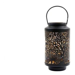 Luxury Hollow Out Metal Pillar Candle Holder <b>Retro</b> Pattern Decorative Iron Lantern Hanging Garden Indoor Outdoor Desktop <b>Decor</b> - Product Image 2