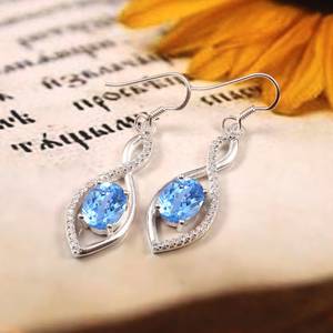 Ceylon Blue Spinel Earrings 925 Sterling <b>Silver</b> <b>Studs</b> 14K Gold Plated Handmade Engagement Jewelry Gift - Product Image 2