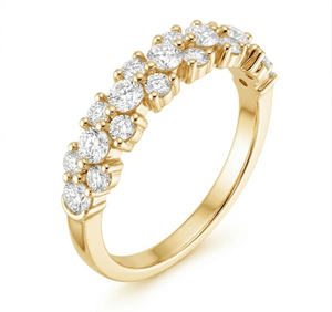 Bague de mariage tendance Aniva pour homme en or blanc, jaune et rose 18 carats avec diamants de laboratoire CVD EF VVS en grappe graduée certifiée IGI - Product Image 5