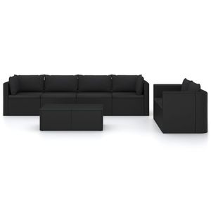 Ensemble de salon de jardin en rotin PE noir avec structure en acier thermolaqué et polyester, mobilier d'extérieur durable - Product Image 3