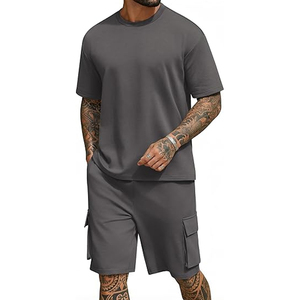 Conjunto de Verano para Hombre, Fabricante, 2 Piezas, Camiseta y Pantalones Cortos Cargo, 220 GSM, Algodón, Estilo Urbano, Tallas Grandes, Suministro al por Mayor OEM - Product Image 1