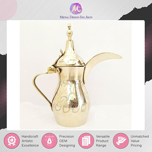 Tetera árabe Dallah de latón dorado 100% puro, hecha de latón, para servir té y café caliente, directamente del vendedor de origen en India. - Product Image 5
