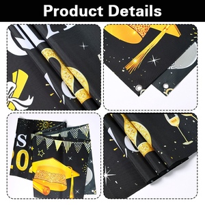 Felicitaciones Graduados Clase de 2026, Pancarta de Graduación Negra y Dorada, Pancarta Colgante de Poliéster, Letrero Decorativo para Fiesta de Graduación - Product Image 6