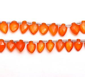 RAY FINE ORNATES Perles de pierre semi-précieuse en cornaline, facettées, en forme de copeaux ovales, en vrac, pour la fabrication de bijoux, fil de perles, tiers - Product Image 3