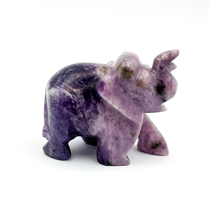 Figura de Elefante Tallada a Mano en Lepidolita, Piedra Preciosa Natural, Decoración Feng Shui para Aliviar el Estrés, Venta al por Mayor de Rajasthan Chakralume - Product Image 1