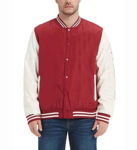 Chaqueta Universitaria Personalizada con Bordado en Blanco, Chaqueta Universitaria de Satén, Chaqueta Universitaria Brillante de Satén para Hombre - Product Image 1