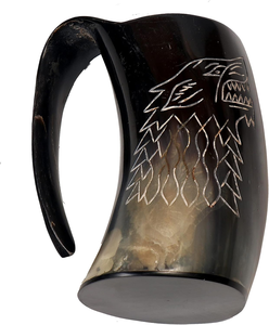 Mug en corne sculpté Loup de la Maison Stark de Game of Thrones pour bière et vin - Product Image 2