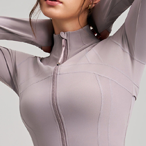 Women's Autumn Knitted Quilted Breathable Windproof Yoga Jacket Zipper <b>Long</b> <b>Sleeve</b> Crew Neck Compression Sportswear 100% - Product Image 6