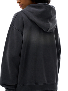 Custom Oversized Full <b>Zip</b> Hoodie 100% Cotton Eco-Friendly 360g Heavyweight Fleece Drop Shoulder Loose Fit OEM Private Label - Product Image 4