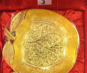 Bol en forme de pomme plaqué or avec cuillère, bol décoratif en métal pour servir des fruits secs, pour cadeau de mariage, vaisselle de table - Product Image 2