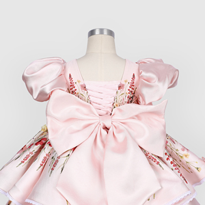 Vestido Rosy Garden Princess para Niñas, Diseño Floral Bordado a Mano, Otoño, 100% Algodón Tafetán, Certificado OEKO-TEX, Largo a Media Pantorrilla, Ecológico-FC017 - Product Image 6